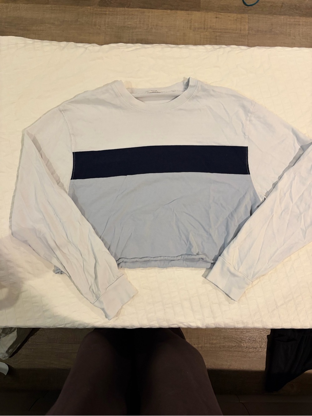 Brandy Melville Light Blue & Navy Colorblock Longsleeve